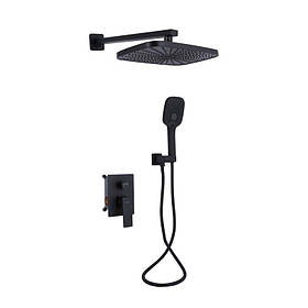 Душова система для душу Qtap Gemini прихованого монтажу на два споживачки QTGEM113BLM45697 Black Matt