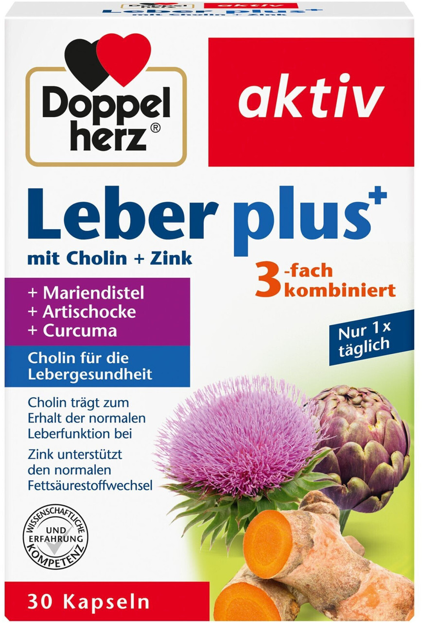 Doppelherz Leber plus mit Cholin + Zink Доппельгерц для лікування печінки Холін+екстракт Артишоку + Розторопші, фото 1