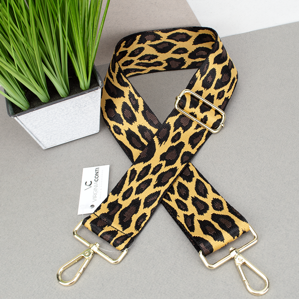 Ремінь для сумки текстильний Virginia Conti 50 мм R_animal_gold  з карабінами світло-рудий