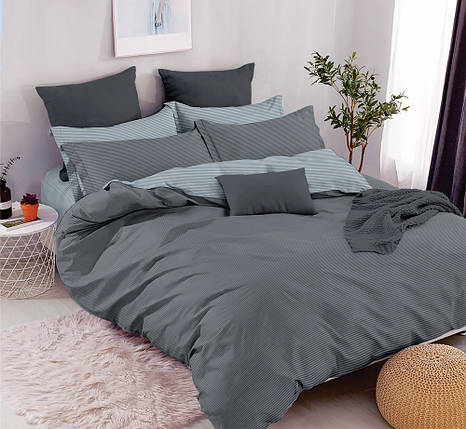 Однотонні тканини компаньйони сірого кольору у смужку 220 см для постільної білизни Бязь Gold Lux (A+B) - (50м+50м) Пакістан, фото 1