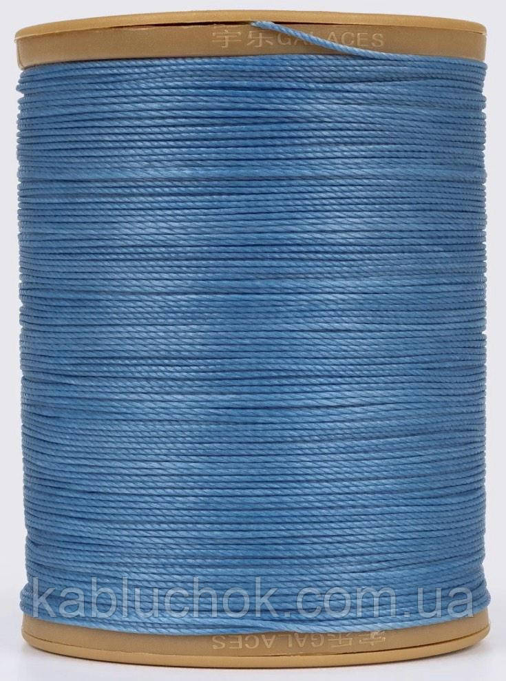 Нитка вощена, 0,45 мм цв блакитний (S036/M136), круглий шнур 220 метрів Galaces, фото 1