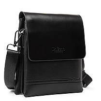 Сумка чоловіча чорна на плече на два відділи на змійках блискавках з екошкіри середня Dr. Bond 336-2, фото 2