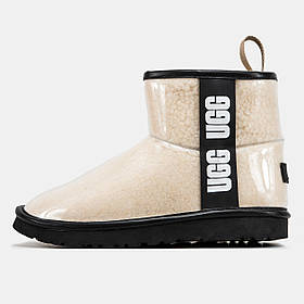 Зимові Жіночі Черевики UGG Classic Clear Mini Beige Black / УГГ Класик Клір Міні Бежеві з Чорним