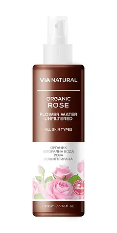 Трояндова вода нефільтрована VIA NATURAL Rose of Bulgaria від BioFresh 200 мл, фото 1