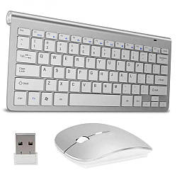 Бездротова клавіатура та мишка, на батарейках, WB-8066, Сірий / Комплект клавіатура та мишка для ПК та планшета