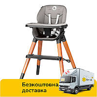 Стілець для годування Lionelo Mona Black Onyx (4в1, дерев'яний, регулювання висоти) Чорний