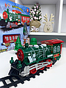 Дитяча залізниця JHX6637 Новорічний ЖД локомотив з залізничним полотном до 132 см, та вагончиком, фото 2