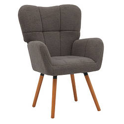 Крісло м'яке з підлокітниками Флор сіре, Стильне м'яке крісло ніжки бук натуральний