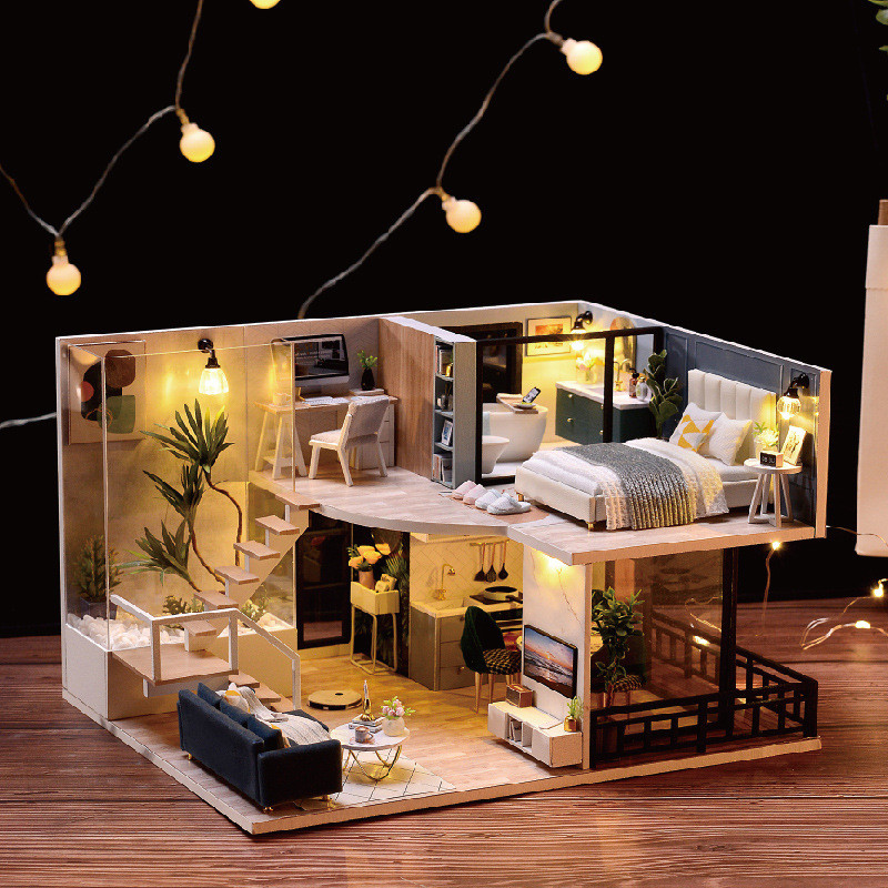 Румбокс Вілла Затишне життя Roombox Villa The Satisfied Time CUTEBEE Інтер'єрний конструктор L-032 + купол, фото 1