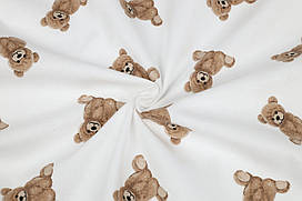 Відріз фланелі Коричневі ведмедики на білому 170х20 см