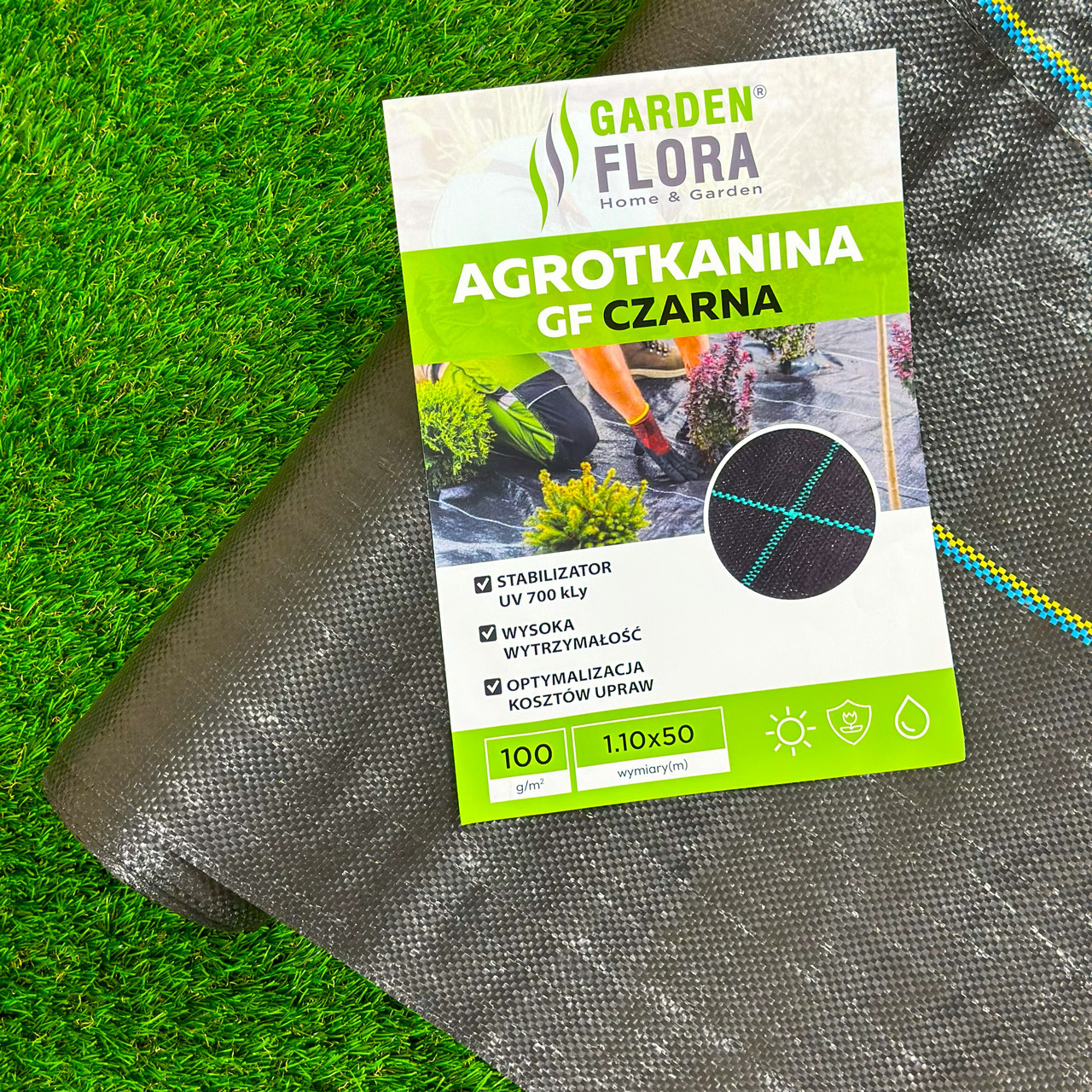 Агротканина чорна 100 г/м² 1.10 х 50 м Garden flora для мульчування грядок захист від бур'янів агротекстиль