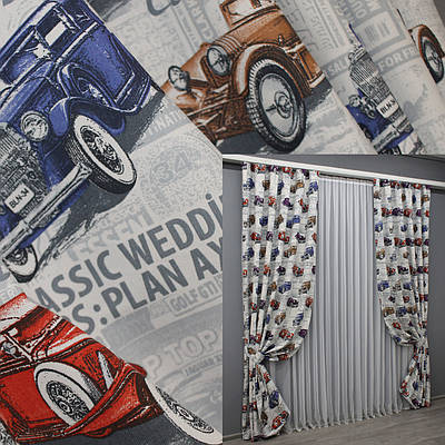 Комплект (2шт. 1х2,7м.) готових фото-штор "Classic Car". Колір різнокольоровий. Код 1499ш 31-774