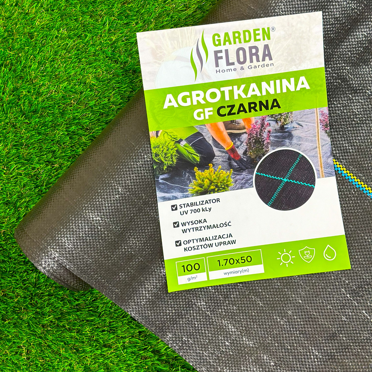 Агротканина чорна 100 г/м² 1.70 х 50 м Garden Flora для мульчування грядок захист від бур'янів агроволокно