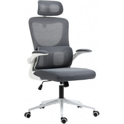 Стильне офісне крісло GT Racer X-5728 White/Gray з ергономічною підтримкою та сучасним дизайном