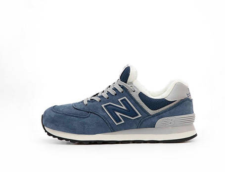 Зимові Чоловічі Кросівки New Balance 574 Winter Blue / Нью Белaнс 574 Сині (Хутро), фото 1
