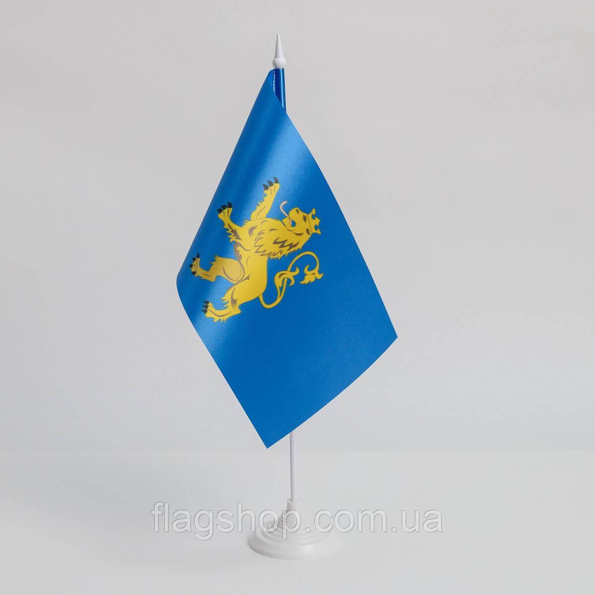 Прапорець Львівської області,13,5х25 см., атлас щільний, 2-х сторонній друк