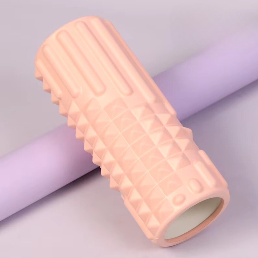 Ролик масажний для йоги та фітнесу, рожевий 33 х 13 см EV01C_Pink