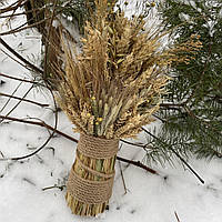 Різдвяний Дідух з житнього та пшеничного колосся та льону 40см