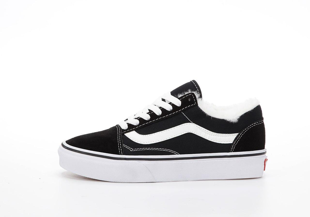 Зимові Кеди Vans Old Skool Winter Black White / Ванс Олд Скул Чорні з Білим (Хутро)