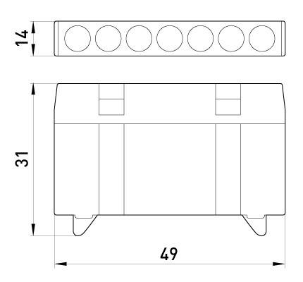 Шина нульова E.Next p0650007 на DIN-рейку, 7 отворів, ізольований корпус, 63А, фото 2