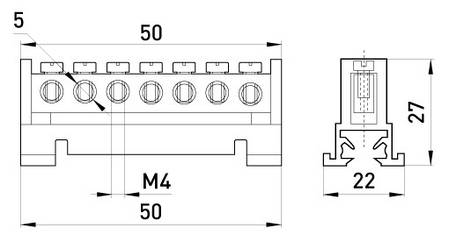 Шина нульова E.NEXT, 7 отворів, з ізоляцією для розподільних щитів, фото 2