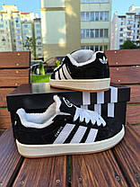 Зимові Кросівки Adidas Campus 00s Winter Black White / Адідас Кампус 00 Чорні з Білим (Хутро), фото 3