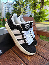 Зимові Кросівки Adidas Campus 00s Winter Black White / Адідас Кампус 00 Чорні з Білим (Хутро), фото 5
