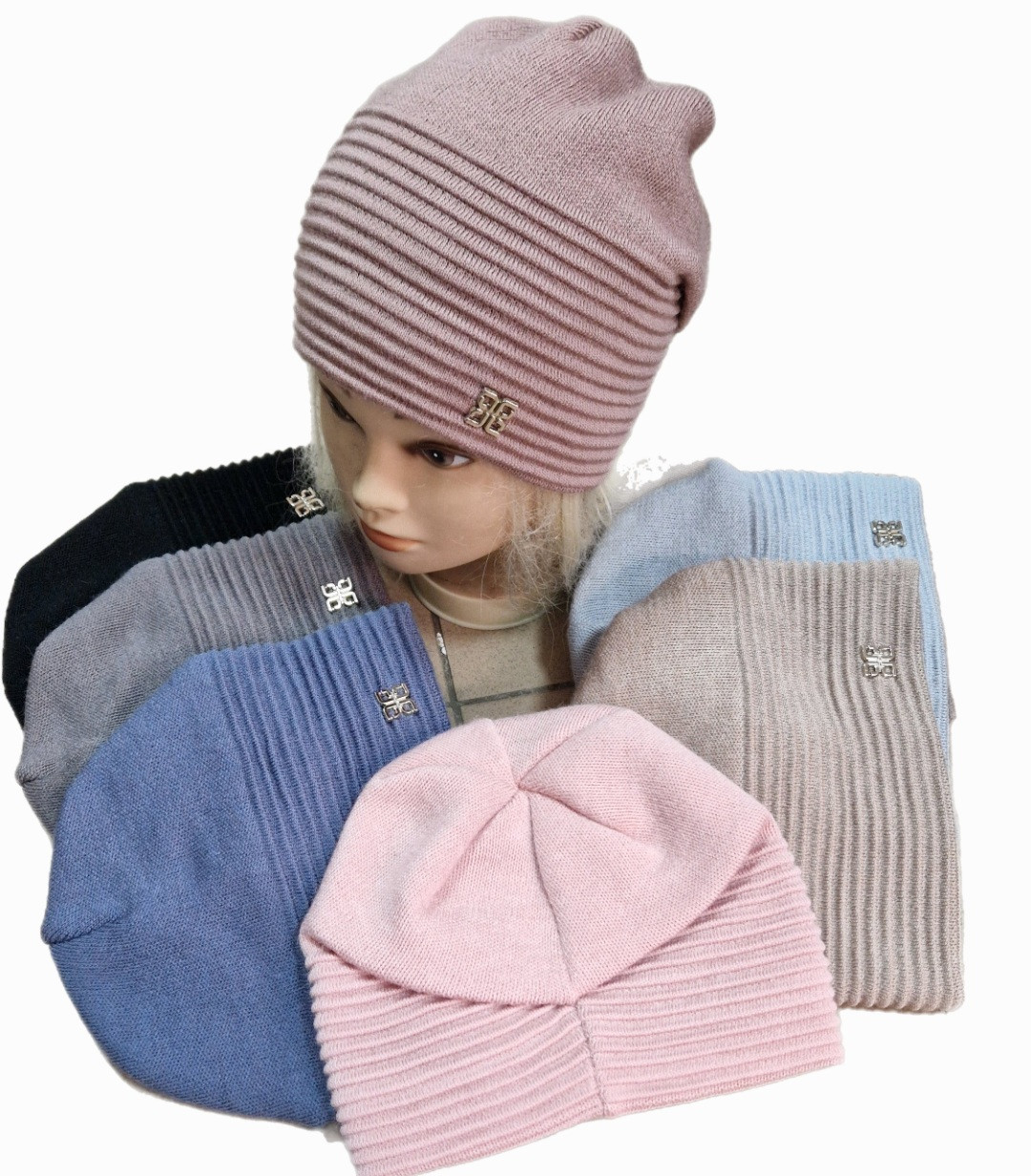 Оптом Шапка зимова жіноча на флісі зі зборочками