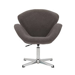 Крісло м'яке з підлокітниками Сван сіре, Стильне крісло з регулюванням висоти