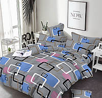 Наволочка 50х70 Абстракція квадрати на сірому Бязь Голд Люкс