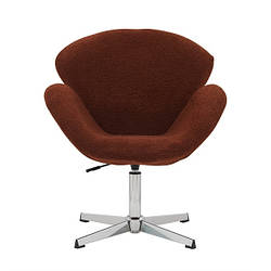 Крісло м'яке з підлокітниками Сван коричневе, Стильне крісло з регулюванням висоти