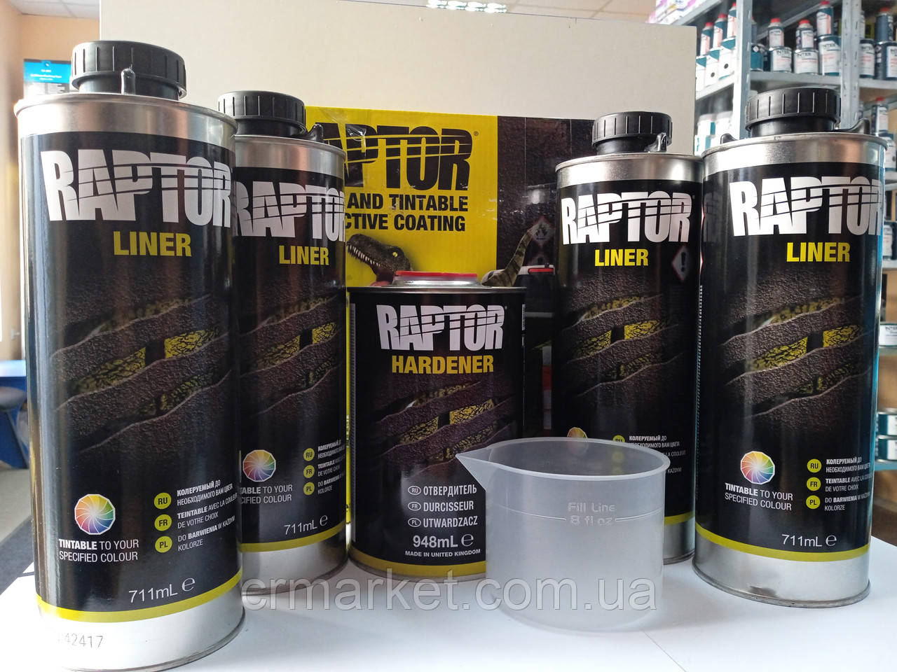 Захисне покриття (фарба) підвищеної міцності Raptor Прозорий (колірований), фото 1