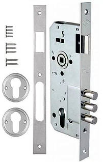 Замок дверний врізний KALE 152/3MR 45/85 матовий хром комплект