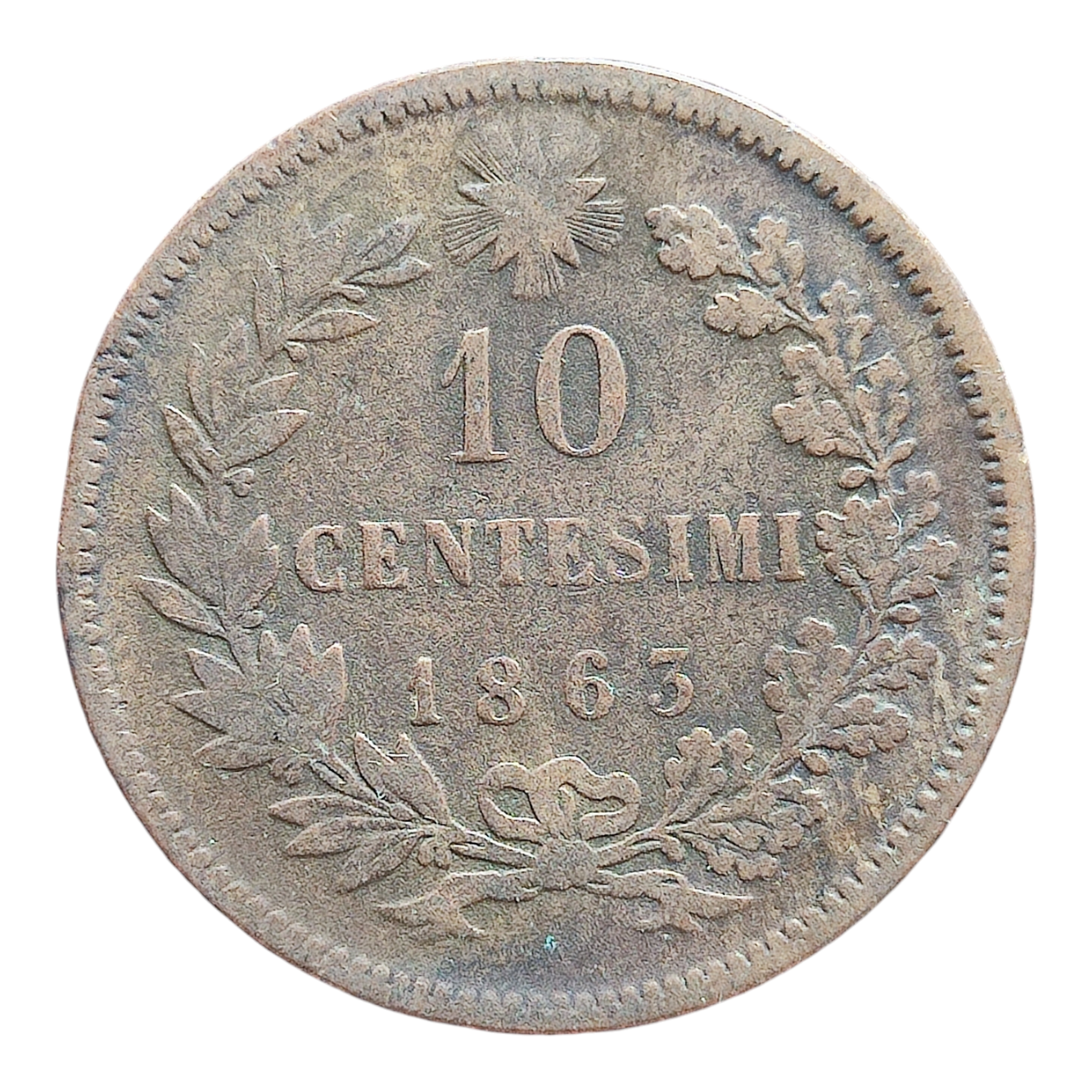 Італія 10 чентезимо, 1863