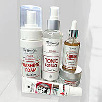 Набір Антиакне для проблемної шкіри Top beauty 5в1 ( пінка, тонік, сироватка, крем, sos - гель)
