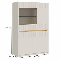 Шафа вітрина з підсвічуванням Oak Squere 95.3 см пісочна та дуб маувелла в скандинавському стилі