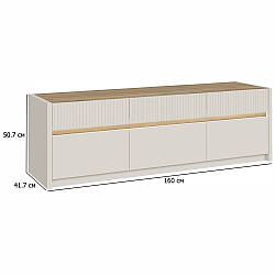 Тумба під телевізор з підсвічуванням Oak Squere 160 см пісочний та дуб маувелла у скандинавському стилі