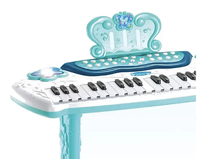 Багатофункціональне дитяче піаніно 883 F "Electronic Piano" на ніжках, зі стільчиком та мікрофоном, блакитне, фото 5