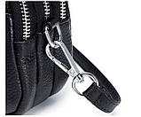 Шкіряна жіноча сумка з натуральної шкіри. Сумочка жіноча маленька на три відділення (чорна), фото 7