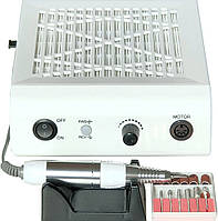 Витяжка для манікюру пилосос для пилу з переднім HEPA фільтром та фрезером 35000 оборотів Nails Drill, WhiteEStyle