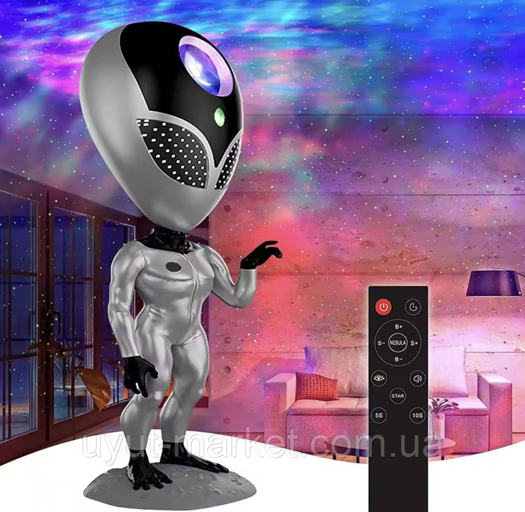 Ночник-проектор зоряного неба Lonvis Alien Інопланетянин Пришелец з функцією повторення голосу, фото 1