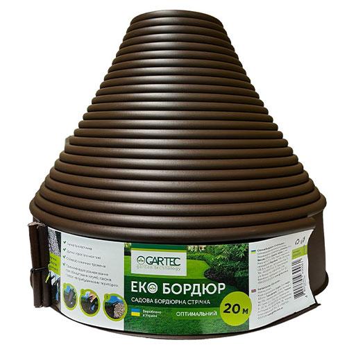 Садовий бордюр Екобордюр Оптимальний (20м) коричневий, бордюрна стрічка