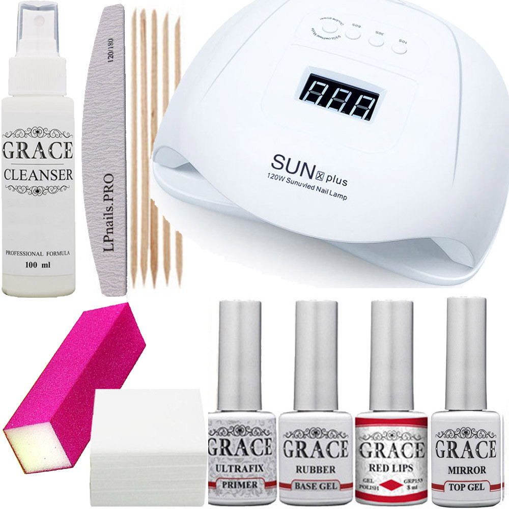 Набір для покриття нігтів гель-лаком GRACE Старт + лампа SUN X 54W UV/LED AVADONA