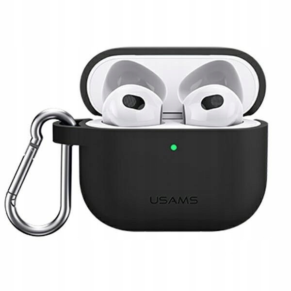 Чохол для навушників із карабіном Silicon для Apple AirPods 3 Black