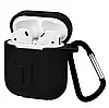 Силіконовий чохол для AirPods 1/2 з карабіном Black (чорний)