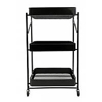 Стелаж Bonro B-233 чорний з полицями етажерка на колесах R_2441