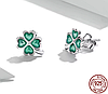 Вишукані срібні сережки-пусети Clover 925 проба кульчики-гвоздики у формі зеленої конюшини, фото 2