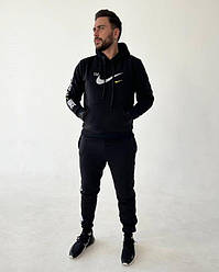 Чоловічий спортивний костюм Nike з капюшоном теплий на флісі худі та штани, чорний, розмір 48, 50, 52, 54, 56