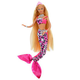 Дитяча лялька "Русалка" Defa 8433(Pink) рожевий, вбрання з паєтками 29 см, Toyman