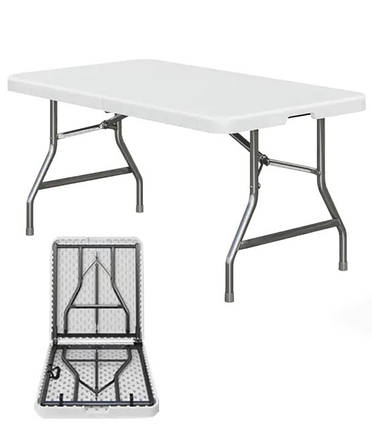 Стіл розкладний (посилений) для саду Primaveo Gordon 180см білий пластик, сірий метал, фото 1